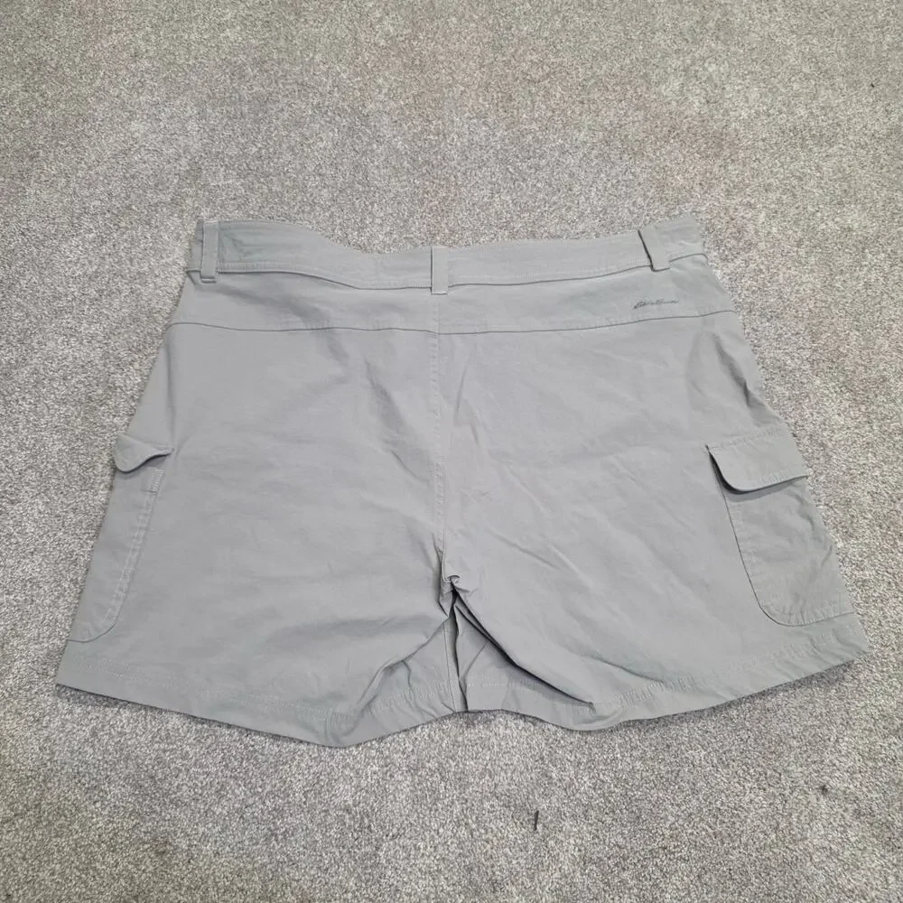 Gorpcore Eddie Bauer Women's Hiking Plus Size Cargo Shorts 16 Gray Nylon Stretch